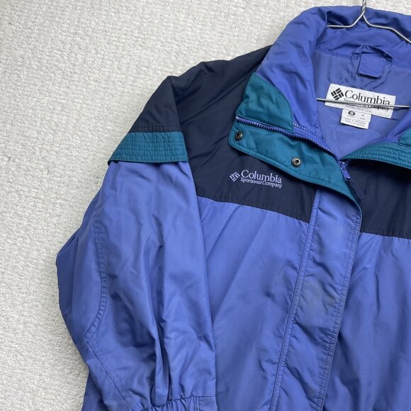 Vintage Columbia Windbreaker Jacket Women Size S Bugaboo Blue GreenPurple - Picture 3 of 16